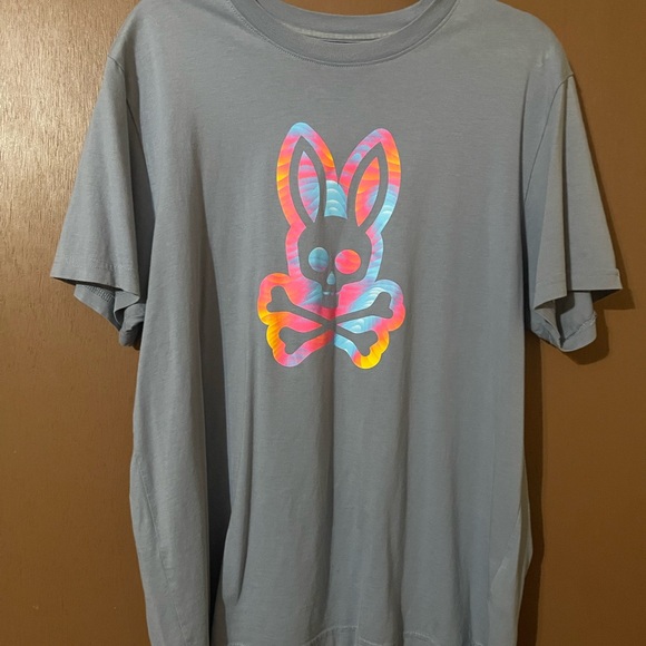 Psycho Bunny Gray T-Shirt with Multicolor Logo - Picture 1 of 4